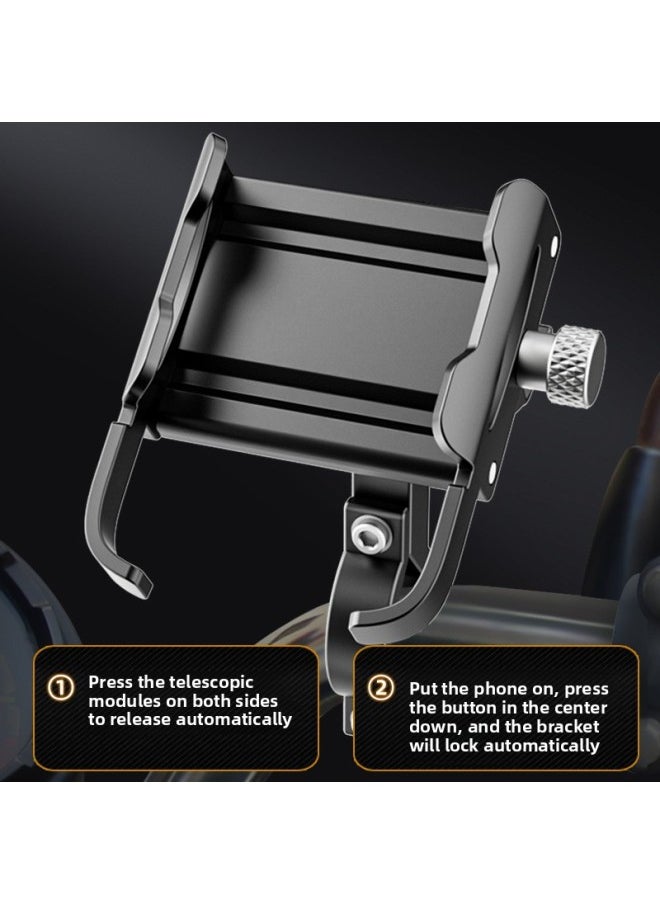 Aluminum Alloy Bicycle Handle Stand Shockproof Fixed Mountain Highway Bicycle Handle Stand Special Bracket For Riding Navigation-Color:handlebar Silver