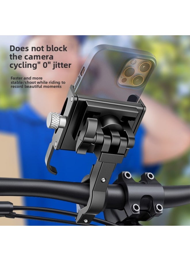 Aluminum Alloy Bicycle Handle Stand Shockproof Fixed Mountain Highway Bicycle Handle Stand Special Bracket For Riding Navigation-Color:handlebar Silver