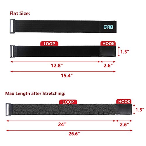 EFFIET 3 Packs Elastic Hook and Loop Cinch Straps for Car Visor Glasses Holder, EFFIET Adjustable Storage Strap Extension Cord Wrap Magic Securing Organizer for Camping Gear, Yoga Mat, Knee Pad Strap - Image 3