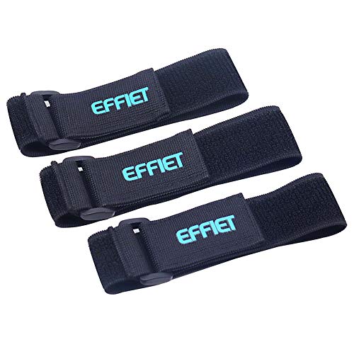 EFFIET 3 Packs Elastic Hook and Loop Cinch Straps for Car Visor Glasses Holder, EFFIET Adjustable Storage Strap Extension Cord Wrap Magic Securing Organizer for Camping Gear, Yoga Mat, Knee Pad Strap - Image 1