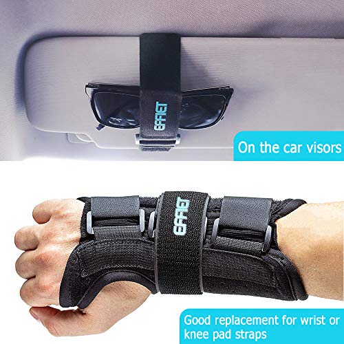EFFIET 3 Packs Elastic Hook and Loop Cinch Straps for Car Visor Glasses Holder, EFFIET Adjustable Storage Strap Extension Cord Wrap Magic Securing Organizer for Camping Gear, Yoga Mat, Knee Pad Strap - Image 4