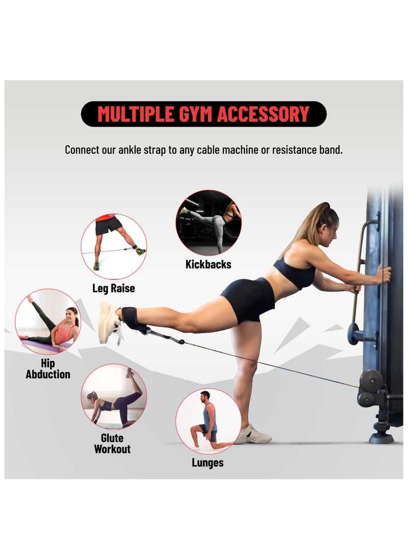 ENDLESS  Premium Adjustable Single Ankle Strap with Metal Buckle | Metal and Neoprene | For Cable Machine Gym Ankle Cuff, Resistance Bands, Kickbacks, Glute Workout and Lower Body Exercises  - Image 5