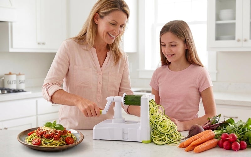 Brieftons 5-Blade Vegetable Spiralizer: Best Zucchini Spiral Slicer & Veggie Noodle Maker, Japanese Steel Blades, Strong Suction Cup, Blade Caddy, 4 Recipe eBooks | Low Carb, Vegan, Paleo, Gluten-Free - Image 5