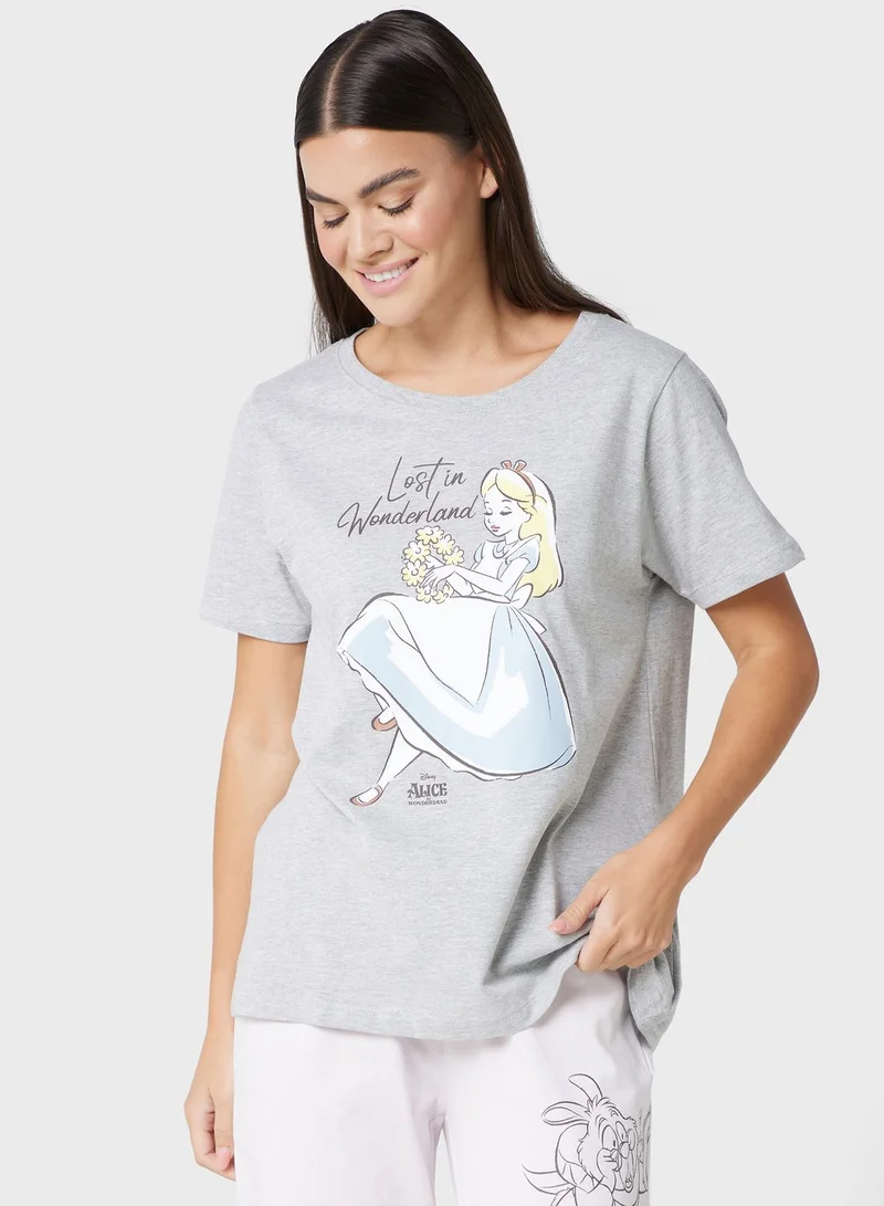 Disney Crew Neck Graphic T-Shirt & Pyjama Set