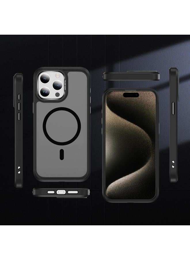 S-TOP Case For iPhone 15 Pro Max Hardware Lens Protection MagSafe Magnetic PC Hybrid TPU Phone Case - Image 2