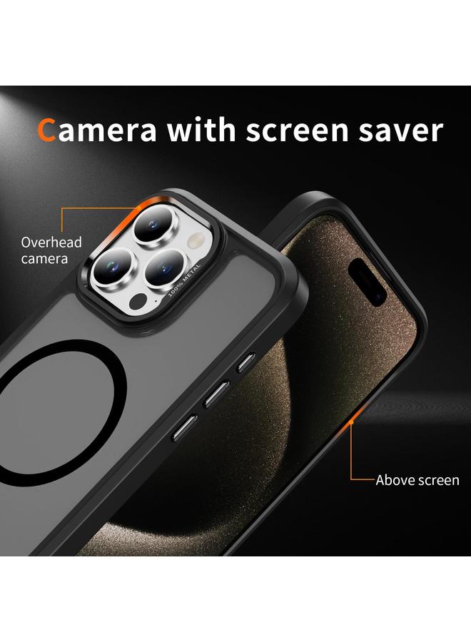 S-TOP Case For iPhone 15 Pro Max Hardware Lens Protection MagSafe Magnetic PC Hybrid TPU Phone Case - Image 4