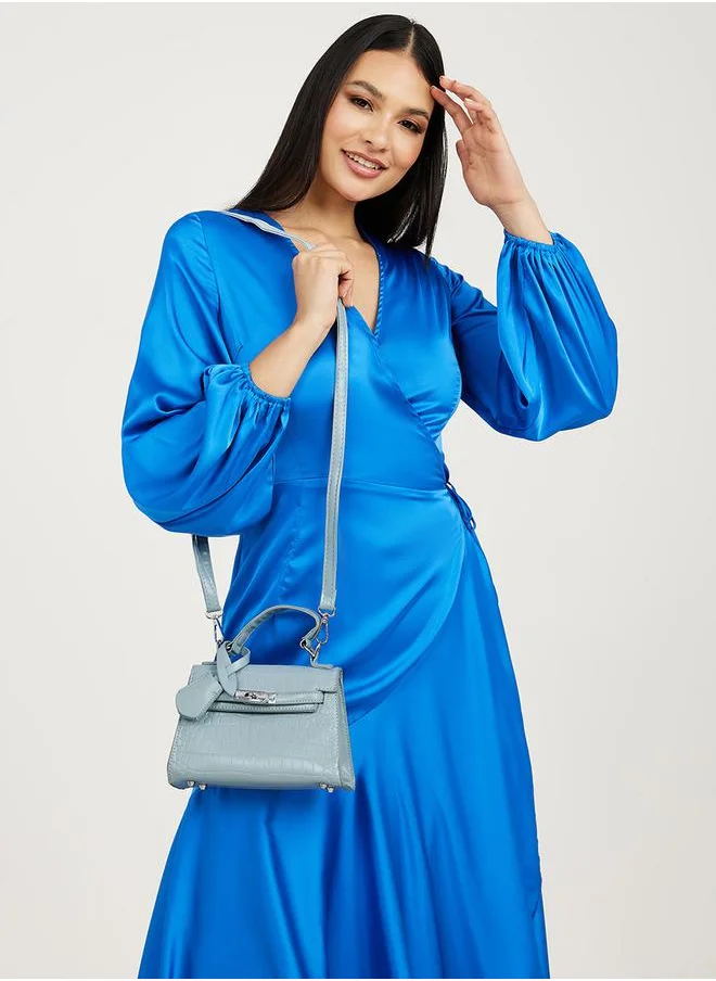 ستايلي Croc Textured Handbag with Turn Lock