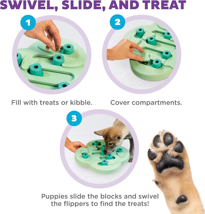 Outward Hound Nina Ottosson Puppy Hide N' Slide Green Interactive Treat Puzzle Dog Toy - Image 3