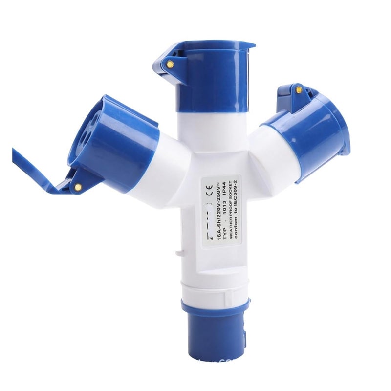 مقبس صناعي ثلاثي النقاط 3X16A مقبس طيران ثلاثي الاتجاه مقاوم للماء IP44 1013-3 - Image 1