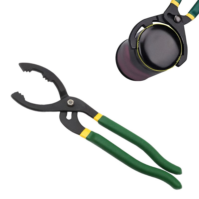KVAEY 12 Adjustable Oil Filter Pliers Automotive Oil Filter Removal Tools with Long Handle Universal Oil Filter Wrench for Engine Filters in Cars and Trucks Car Accessories Green - Image 3