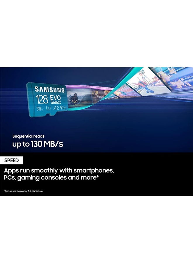 SAMSUNG EVO Select Micro SD-Memory-Card + Adapter, 128GB microSDXC 130MB/s Full HD & 4K UHD, UHS-I, U3, A2, V30, Expanded Storage for Android Smartphones, Tablets, Nintendo-Switch (MB-ME128KA/AM) - Image 5