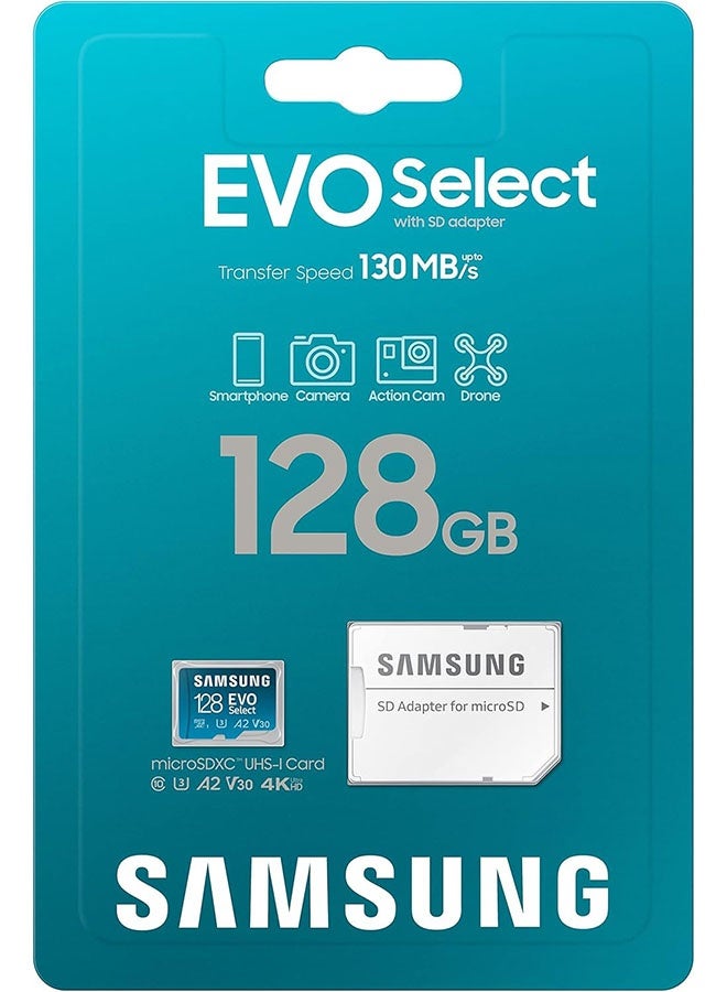 SAMSUNG EVO Select Micro SD-Memory-Card + Adapter, 128GB microSDXC 130MB/s Full HD & 4K UHD, UHS-I, U3, A2, V30, Expanded Storage for Android Smartphones, Tablets, Nintendo-Switch (MB-ME128KA/AM) - Image 3