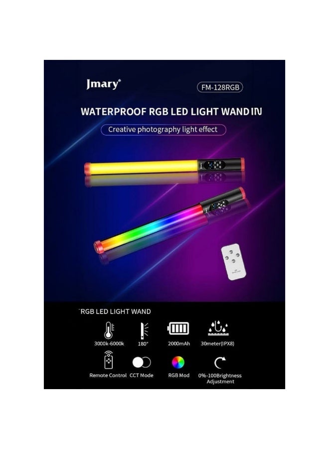 جيه ماري FM-128RGB مصباح LED محمول للتصوير الفوتوغرافي الخارجي، عصا إضاءة RGB مقاومة للماء - Image 4