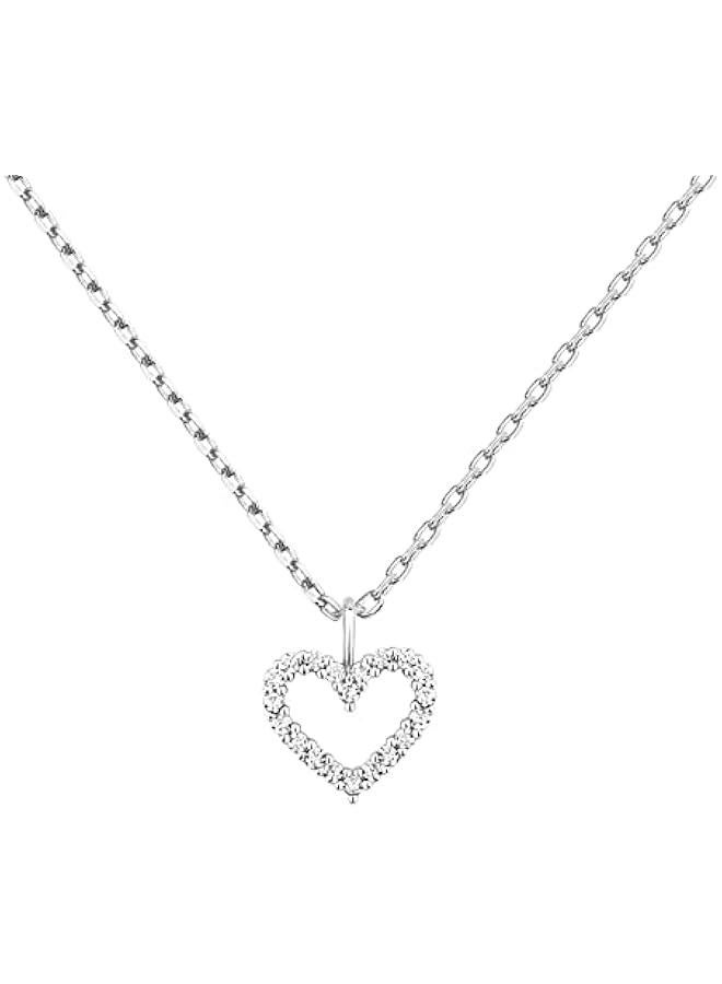 PAVOI 14K Gold Plated Cubic Zirconia Heart Necklace | Cute Dainty Love Pendant Necklaces for Women - Image 1