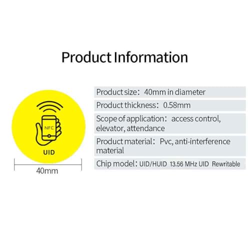 ARICEAN 13.56 MHz UID Writable Rewritable Clone IC Smart Keychain, RFID Blank Sticker for Access Control Key Sticker Rewritable Compatible with MIFARE Classic 1K (2 PCS) - Image 2