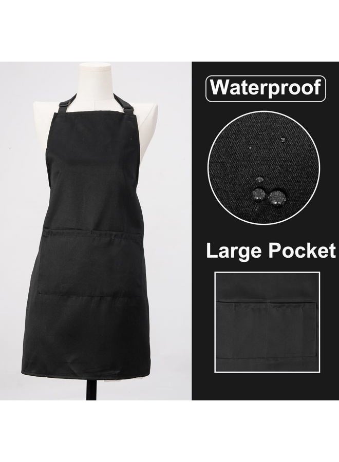 PUBMIND Kitchen Bib Apron for Women Men with Pockets Chef Art Aprons for Cooking Painting Pottery Ceramics (1, Black) - Image 2