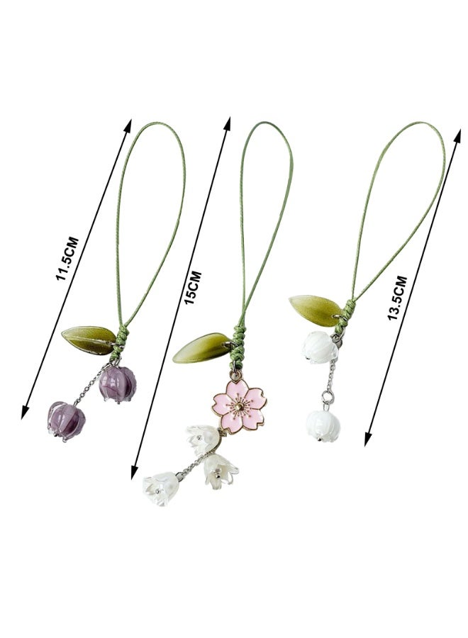 3 Pcs Creative Tulip Flower Mobile Phone Pendant, for Keychain Mobile Phone Car Key Bag Backpack Wallet Decoration - Image 2