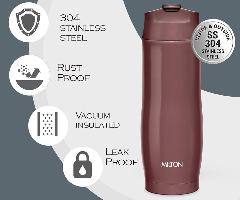 Milton Milton Revive Stainless Steel Double Walled Vacuum Insulated Flask with Locking Lid, 480 ml, Brown, Coffee/Tea Carafe Heat & Cold Retention, Leak Proof, Rust Free, Easy to Carry - Image 3