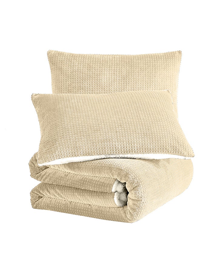 Cottage Waffle burnout flannel comforter set 150*220  cm+50*75 cm  - Image 2