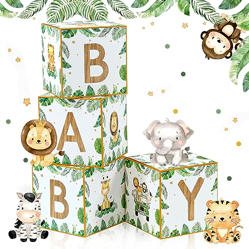 FengRise Baby Boxes for Baby Shower Decorations 4pcs Sage Green Woodland Animal Balloon Boxes for Boy GirlJungle Gender Reveal Birthday Party FavorsWild One Party Backdrop Decor Supplies - Image 1