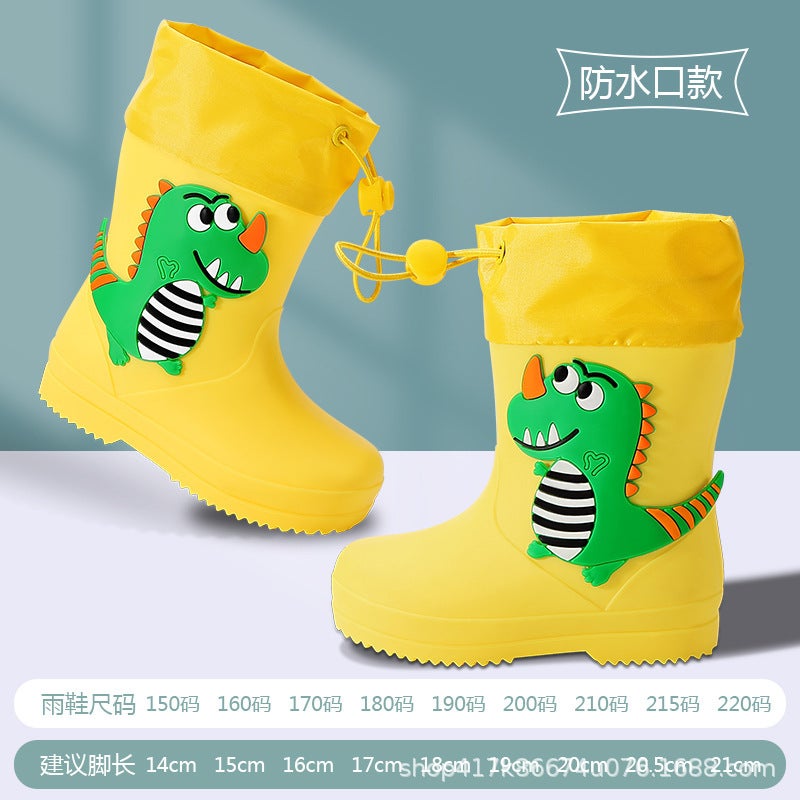 Cartoon Children'S Rain Boots Girls Cute Boys Non-Slip Toddler Fleece-Lined Outdoor Waterproof Rain Boots Student Water Shoes Baby - Image 1