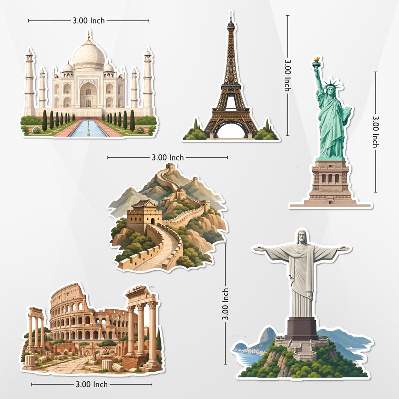 TodFod Country Tourist Places Fridge Magnet Set of 6 | Taj Mahal, Eiffel Tower, Statue of Liberty & More | Artistic World Landmark Travel Souvenirs | Geography & Wanderlust Decor | 7.62 cm (3 Inch) - Image 2