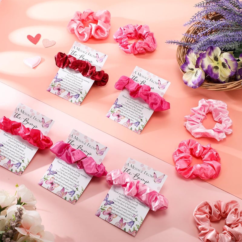 Yinkin 50 Sets Butterfly Baby Shower Favors for Girl Include Pink Hair Ties Pink Scrunchies Butterfly Thank You Cards a Message from the Bump Baby Shower Sign Souvenirs for Guests - Image 4