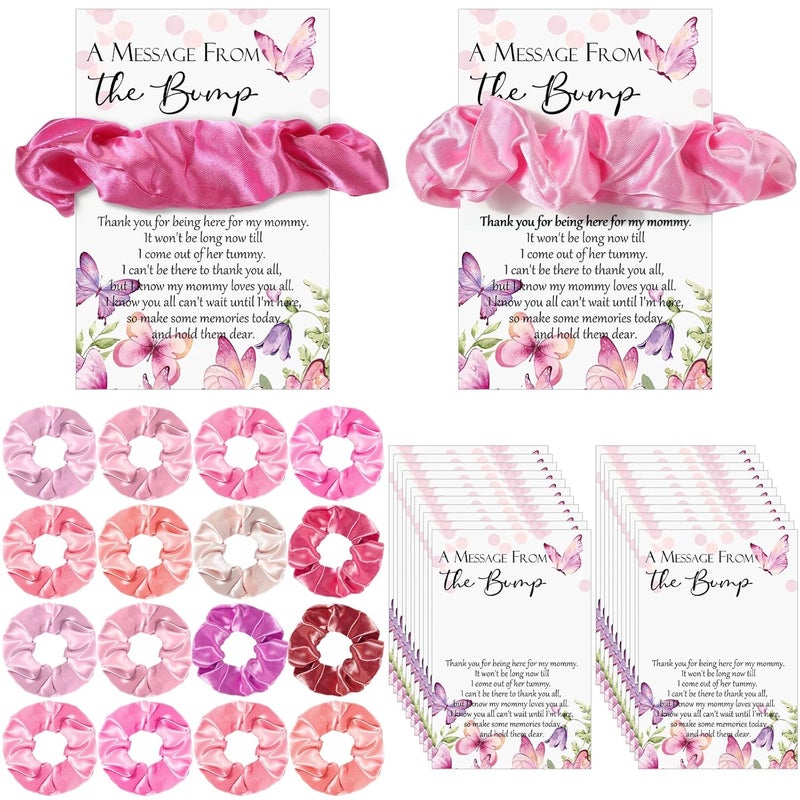 Yinkin 50 Sets Butterfly Baby Shower Favors for Girl Include Pink Hair Ties Pink Scrunchies Butterfly Thank You Cards a Message from the Bump Baby Shower Sign Souvenirs for Guests - Image 1