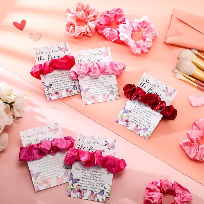 Yinkin 50 Sets Butterfly Baby Shower Favors for Girl Include Pink Hair Ties Pink Scrunchies Butterfly Thank You Cards a Message from the Bump Baby Shower Sign Souvenirs for Guests - Image 5