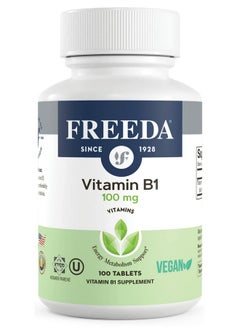 Freeda Vitamin B1 Thiamine 100mg - Supports Energy Metabolism, Nervous System Health - Kosher, Vegan, Gluten Free - Thiamin HCl 100 mg Vitamin B 1 - Pure Vit B1 Vitamin Thiamine B1 Supplement (100 Ct) - pzsku/ZF38C5C399B7479841D23Z/45/_/1739882397/0262fb4c-507c-4bc5-b63c-248c92ba7e66