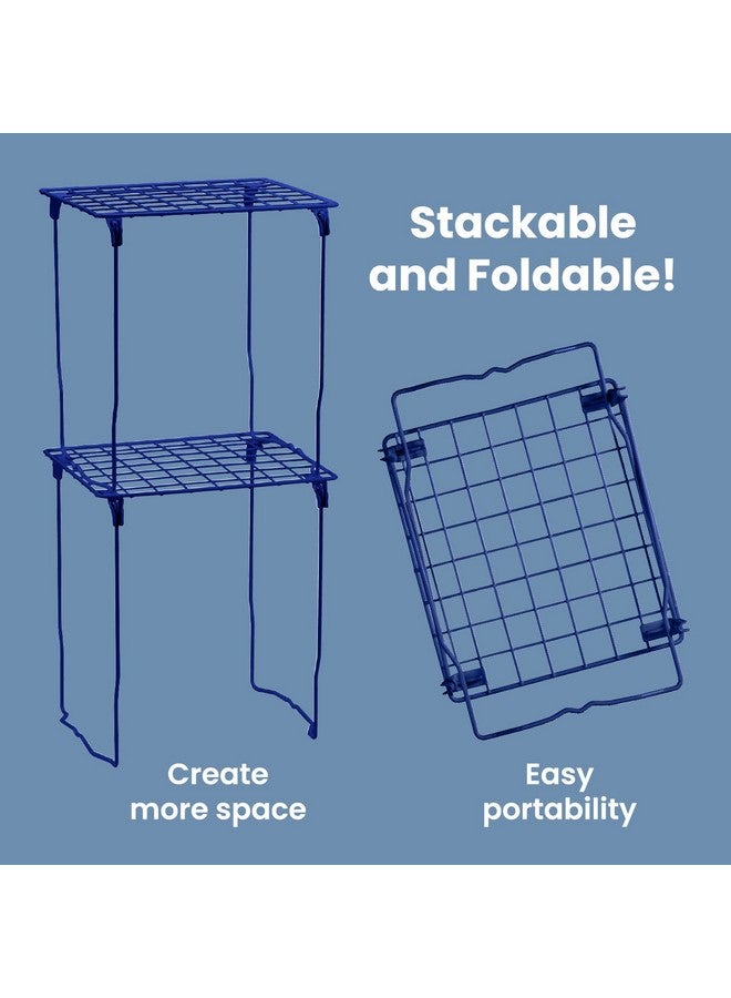 LockerMate Stac-A-Shelf Locker Organizer Shelf, Stackable, Extra Tall, Fits Standard Size School Lockers, Blue - Image 4