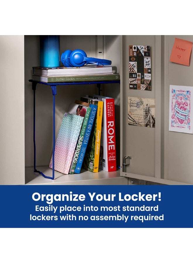 LockerMate Stac-A-Shelf Locker Organizer Shelf, Stackable, Extra Tall, Fits Standard Size School Lockers, Blue - Image 2