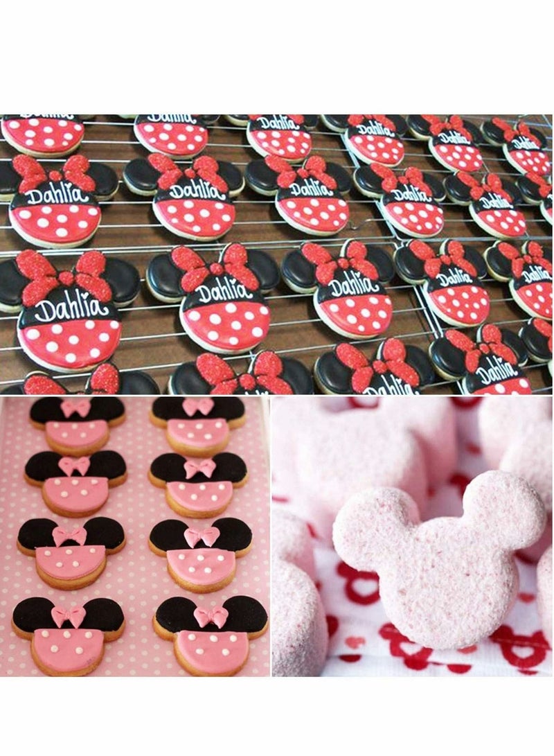 Excefore مجموعة قواطع كوكي 7 قطع من الستانلس ستيل لقواطع كيك السندويشات قوالب خبز على شكل ميكي و ميني ماوس - Image 3