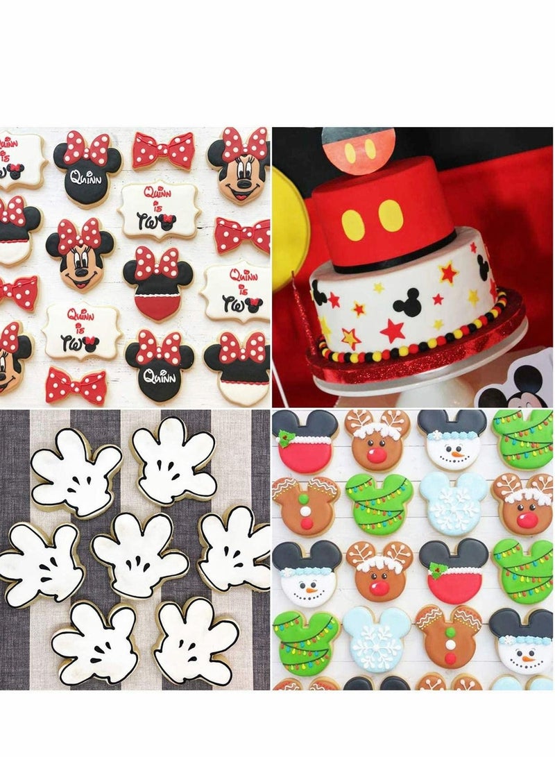 Excefore مجموعة قواطع كوكي 7 قطع من الستانلس ستيل لقواطع كيك السندويشات قوالب خبز على شكل ميكي و ميني ماوس - Image 2