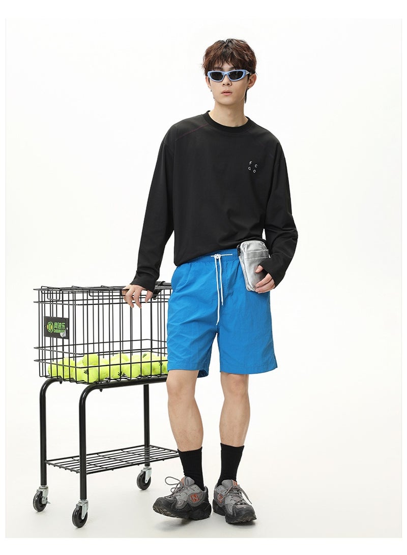 NIBEMINENT Men's Raglan Sleeve Performance Tee Breathable Moisture-Wicking Activewear  Contrast Stitch Loose Fit Long Sleeve - Image 4