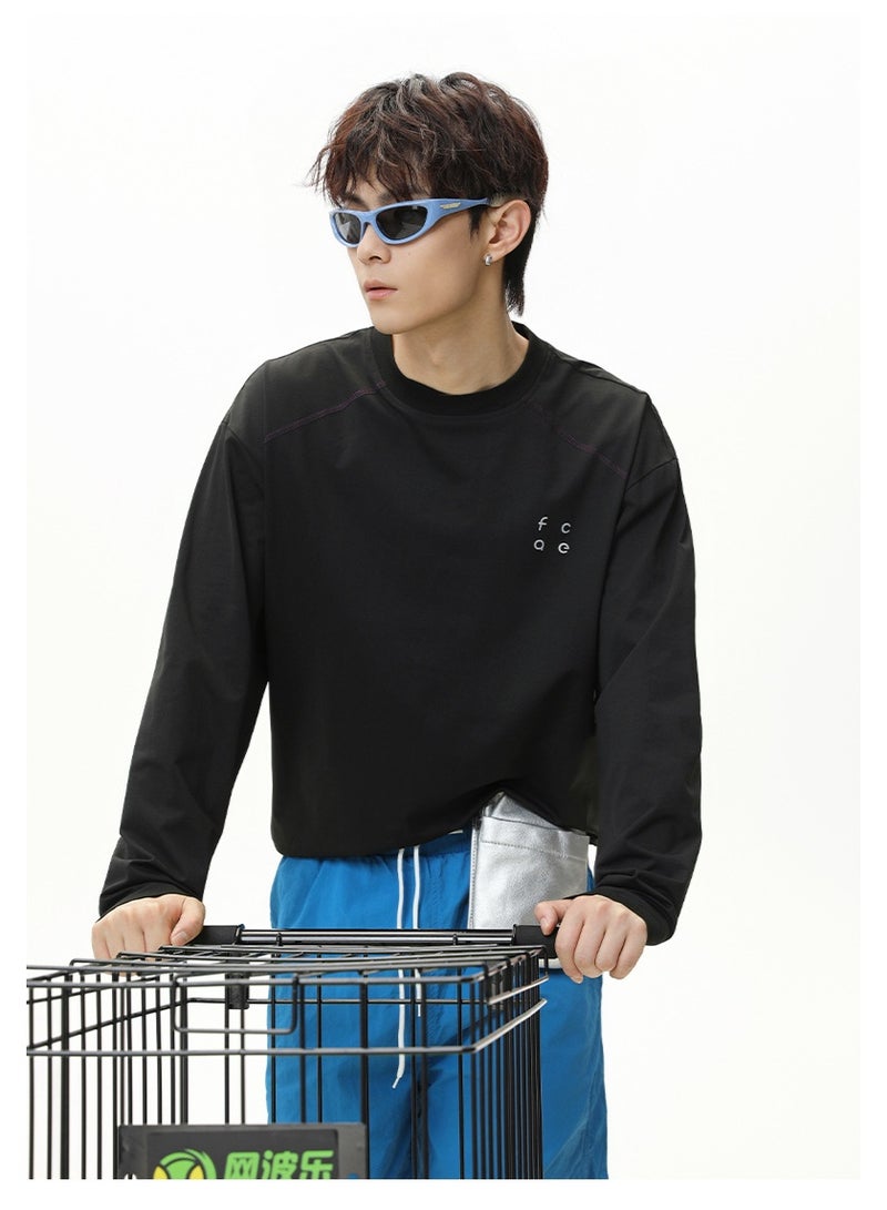 NIBEMINENT Men's Raglan Sleeve Performance Tee Breathable Moisture-Wicking Activewear  Contrast Stitch Loose Fit Long Sleeve - Image 2