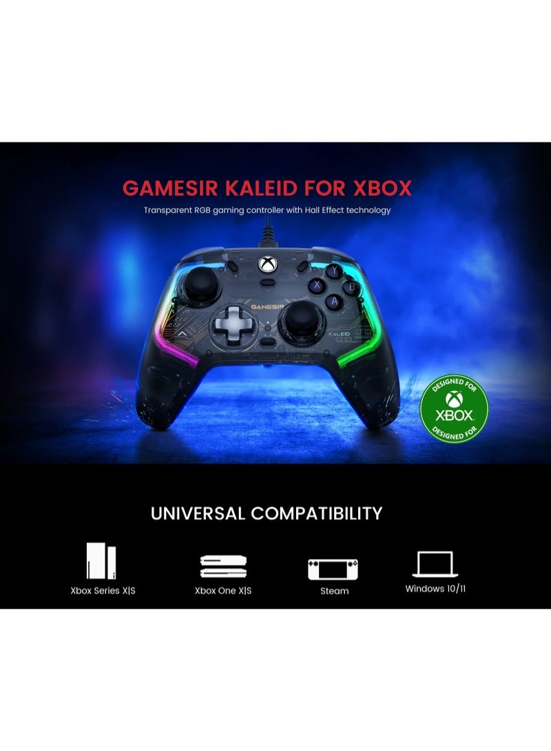 general Classic Gamepad Kaleid K1 Transparent RGB Wired Game Controller Colorful Light for Xbox Series X/S, Xbox One, Windows 10/11 & Steam, Plug and Play, Transparent Video with Hall Effect Joysticks/Hall Trigger, 3.5mm Audio Jack, Rumble Motors, ABXY Buttons, 2 Back Buttons, Microphone Mute Function, Easier, Faster, Fire, Comfort, Control, Compete - Image 2
