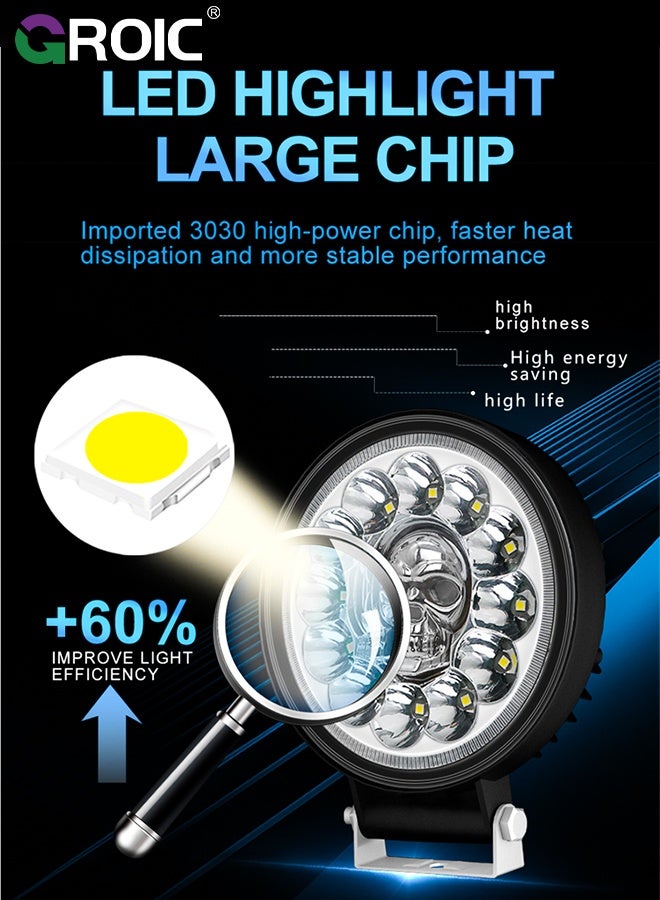 GROIC 2 Pcs 4'' Offroad LED Lights for Car Spot Off Road, 6000 LM Off-road Light  for Motorcycle Truck SUV Boat ATV Jeep Tractor Headlight 9-36V Driving Lights - Image 3