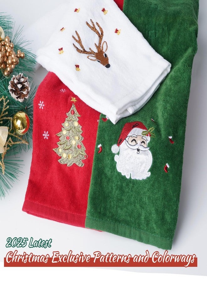JUXINGDAZYF 3 Pcs Christmas Hand Towels for Bathroom, 100% Cotton Soft Absorbent Christmas Kitchen Towels, Embroidery Christmas Decorations Towel for Holiday, Kitchen, Gift (15 x 23 Inch) - Image 4
