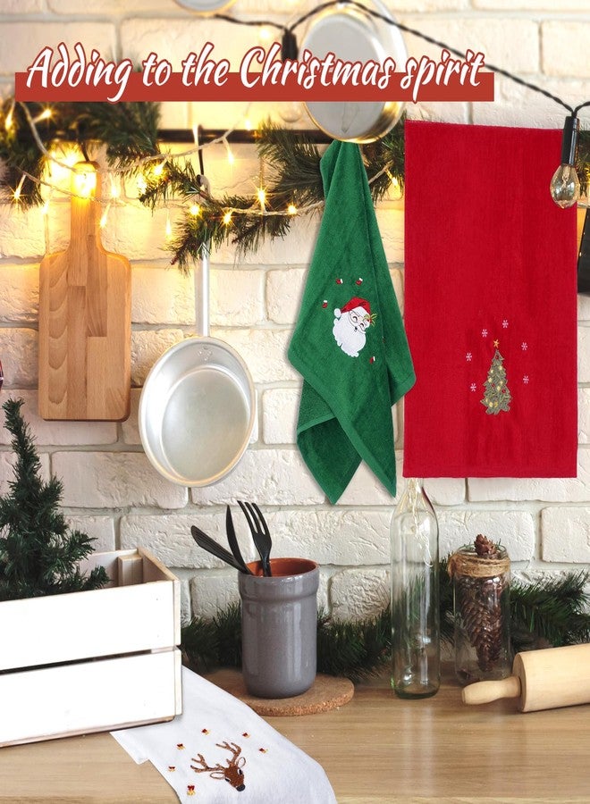 JUXINGDAZYF 3 Pcs Christmas Hand Towels for Bathroom, 100% Cotton Soft Absorbent Christmas Kitchen Towels, Embroidery Christmas Decorations Towel for Holiday, Kitchen, Gift (15 x 23 Inch) - Image 5