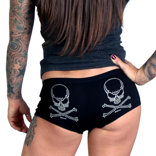 Hot Leathers womens Motorcycle boy shorts panties, Black, Large US - Image 2