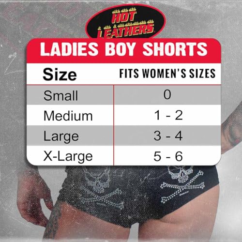 Hot Leathers womens Motorcycle boy shorts panties, Black, Large US - Image 3