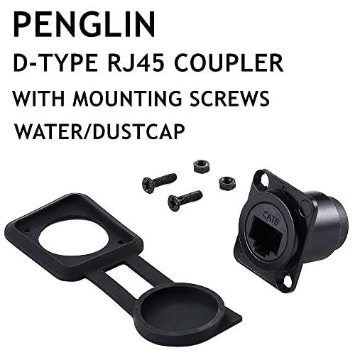 PENGLIN 2PCS RJ45 Panel Mount Coupler, Shielded D-Type RJ45 Connector, CAT6/CAT5E/CAT5 Female to Female LAN Network Bulkhead Pass Through Socket - Image 2