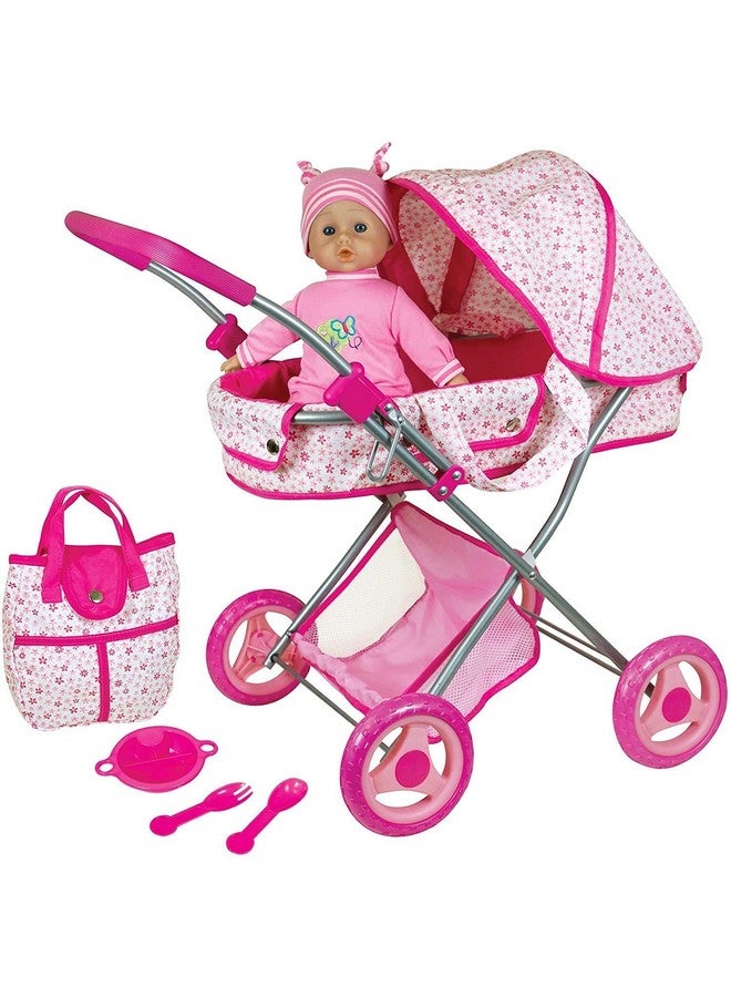 Lissi Deluxe Doll Pram With 13" Baby Doll Also Includes Diaper Bag & Accessories Nuturing And Role Play For Ages 4 And Up - Image 2