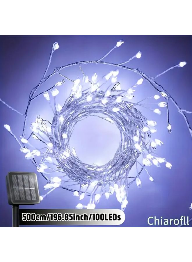 Solar Firecracker Lights 100 LEDs White 196.85 Inch 8 Modes Outdoor Decor - Image 1