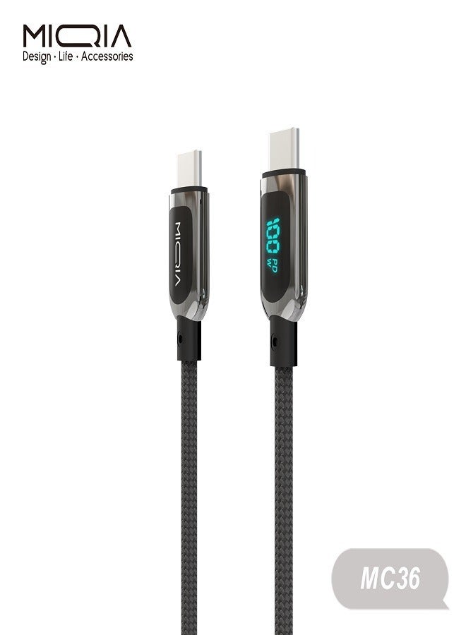 ميقيا كابل PD100W من النوع C إلى النوع C باللون الأسود - Image 2