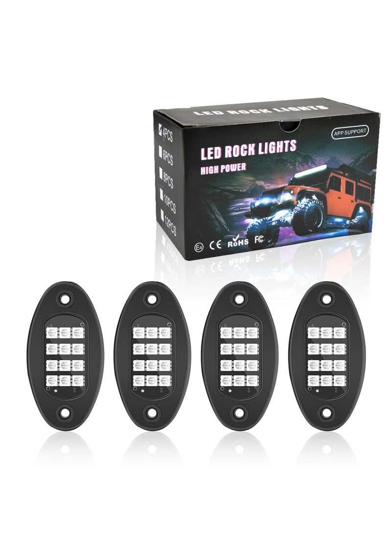 Toby's Toby's Mini LED Rock Lights 4pcs Multicolor LED Lights Waterproof with APP BT 24 Key Controller Music Function for SUV ATV UTV  - Image 1