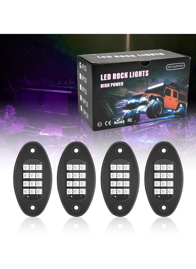 Toby's Toby's Mini LED Rock Lights 4pcs Multicolor LED Lights Waterproof with APP BT 24 Key Controller Music Function for SUV ATV UTV  - Image 2