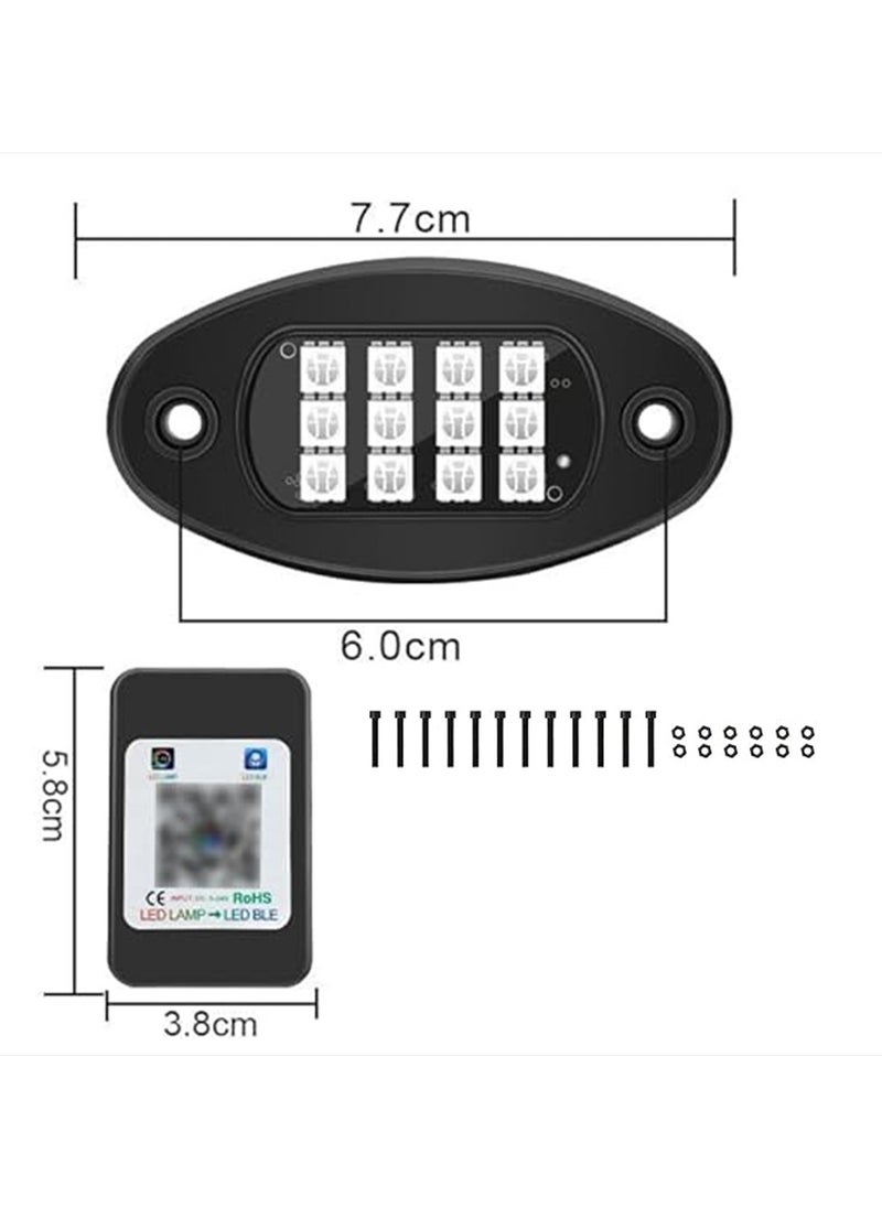 Toby's Mini LED Rock Lights 4pcs Multicolor LED Lights Waterproof with APP BT 24 Key Controller Music Function for SUV ATV UTV