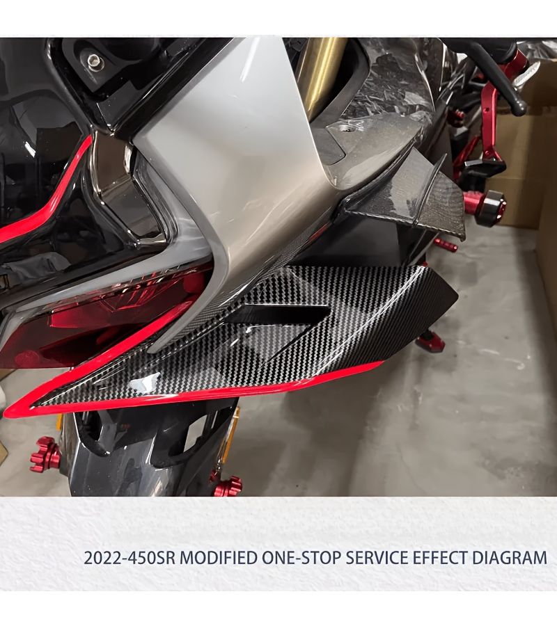 نمط مزور أرجواني مثبت جانب الجناح الهوائي الانسيابي الثابت (جانح الريح) للدراجة النارية CFMOTO 450SR SRS إصدار المفهوم المعدل المتوافق مع ملحقات الدراجات النارية - Image 5